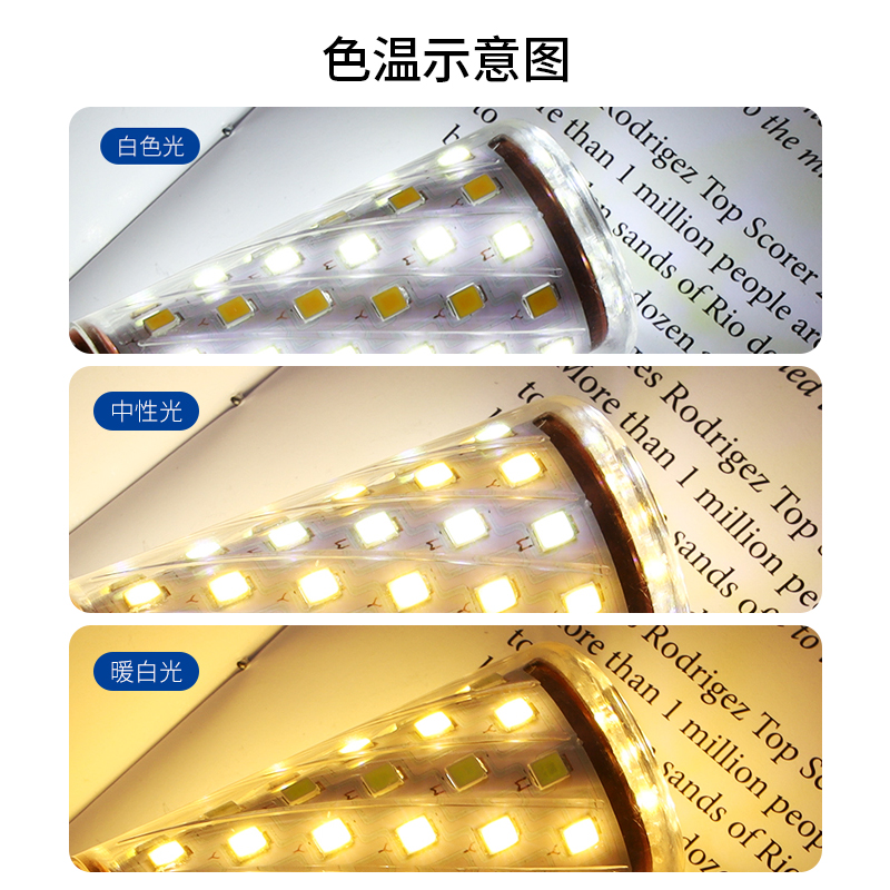 LED灯泡e14e27大小螺口室内家用吊灯超亮玉米灯三色变光节能灯