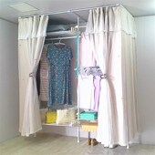 顶天立地三面全轨置衣架晾衣架落地杆多层室内卧室伸缩挂衣服家用