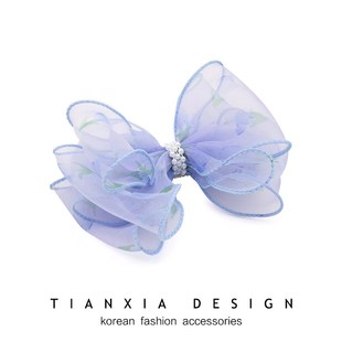 韩国女童四层蝴蝶结发夹儿童公主甜美郁金香发卡后脑勺网纱头饰潮