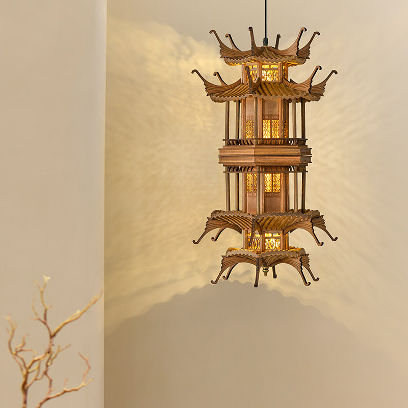 新中式吊灯古建筑模型酒店橱窗大堂售楼处禅意中国风茶室复古灯具,家装灯饰光源,酒店/宴会厅/餐饮吊灯,淘宝优惠券,粉丝福利购,淘宝优惠卷