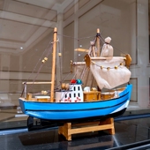 中国风木船模型手工船实木渔船复古小船家居鱼缸茶台造景装 饰道具