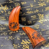 道家用品雷击枣木圣卦圣盃大号八卦圣卦羊角卦刻字太极八卦圣盃