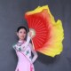 红黄色渐层真丝舞蹈扇加长双面火焰扇彩扇黄红色渐层秧歌扇舞蹈扇