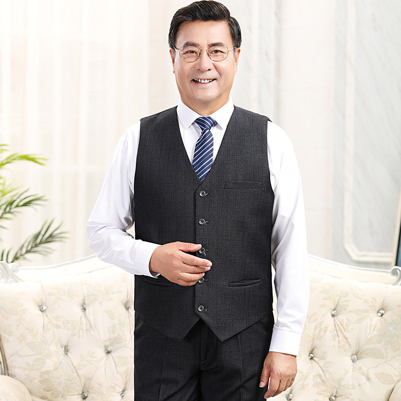中老年人西装马甲男式背心爸爸中年男士西服马夹男装外套男款秋季