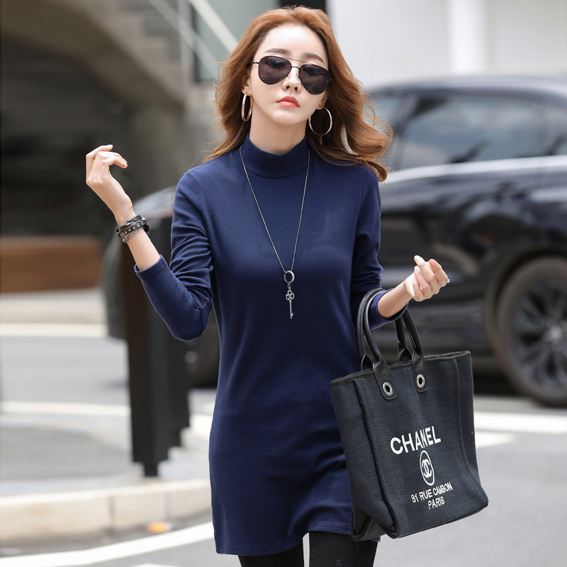 2021秋冬新款长袖t恤女修身内搭中长款纯棉半高领打底衫洋气上衣,女装/女士精品,T恤,淘宝优惠券,粉丝福利购,淘宝优惠卷