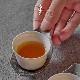 不亦室 学古 渭水杯 白瓷品茗杯茶具陶瓷单杯主人杯