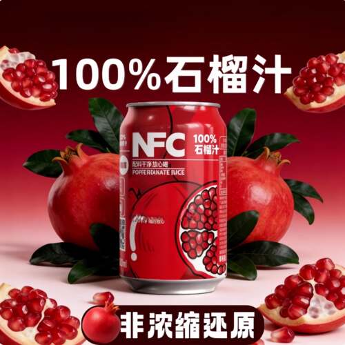 320ml*12瓶】100%石榴汁果酸甜好喝配料干净好喝饮料清甜爽口整箱