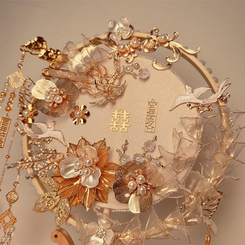 结婚礼团扇香槟色造花液新娘扇子喜扇出嫁接亲手捧花dy材料包花瓣,家居饰品,工艺扇/团扇/喜扇/折扇,淘宝优惠券,粉丝福利购,淘宝优惠卷