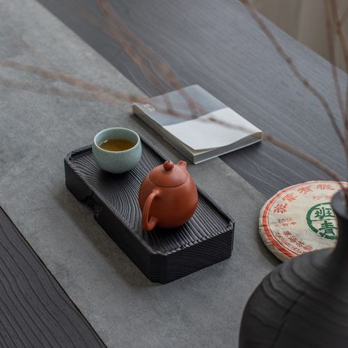 西拾 白蜡木炭烧小茶台实木干泡台壶承茶托盘日式侘寂风家具茶具