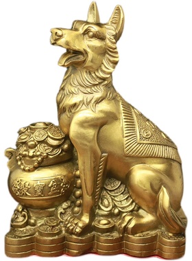 纯铜聚宝盆十二12生肖狗家居客厅玄关装饰品摆件大狼犬招财旺财狗