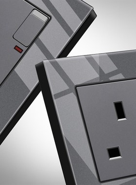 澳英式13a插座usb英标电灯制冷气开关20A灯曲架玻璃面板灰色