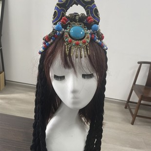 快乐阳光女童演出服舞蹈头饰白族彝族藏族头饰蒙古族头饰少数民族