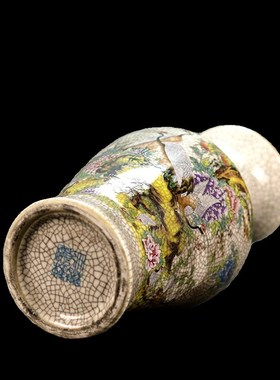 威弗列德景德镇粉彩十八鹤花瓶古董古玩仿古瓷器家居婚庆书房摆件