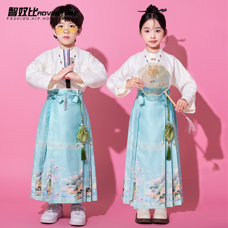 汉服男童马面裙女童儿童合唱演出服国学服古装中国风舞台表演服装