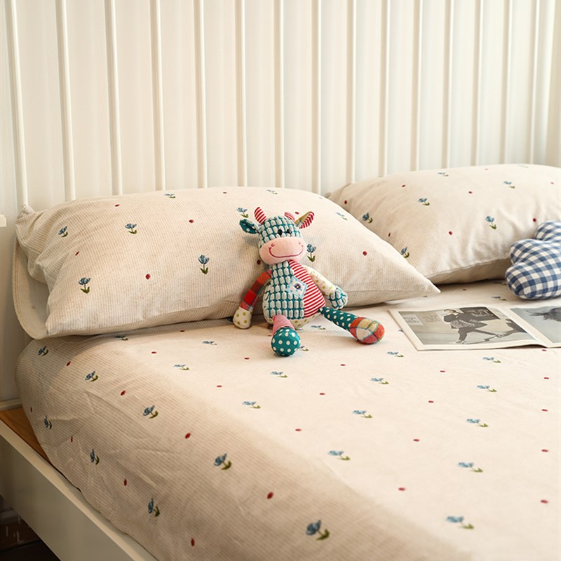 单件纯棉磨毛全棉床笠床罩秋冬款床单保暖加厚简约床品床垫保护罩