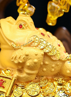 财源滚滚金蟾发财树摆件聚宝盆招财客厅办公室酒柜装饰品开业礼物