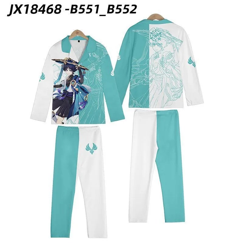 游戏睡衣睡裤两件装动漫二次元万叶散兵优菈男cos家居服套装