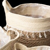 JK慕空间北欧草编藤编花篮创意手工编织大花盆套客厅装 饰盆栽花盆