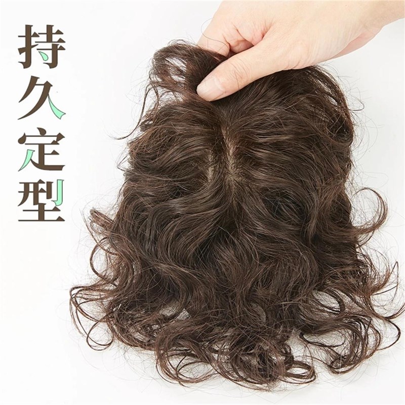 2024秋冬假发小函头顶补发真发假发片卷发羊毛卷透气全遮白发妈妈