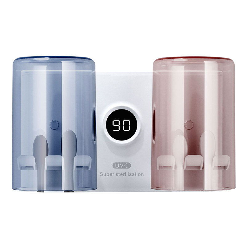 牙刷牙杯置物架消毒器杀菌壁挂式免打孔电动牙刷架子收纳置物架