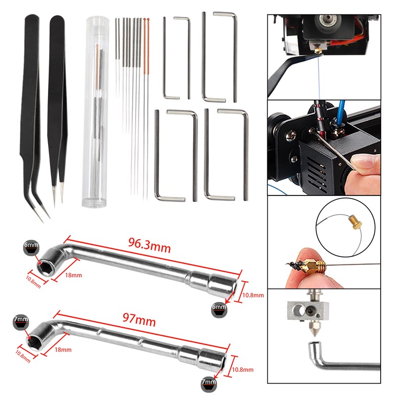 3D打印机工具套装 喷嘴喷头清洁拆卸模型清理修整打磨修边DIY套件