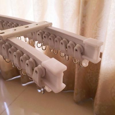 弯轨双轨滑道拐角窗帘轨道弯型软F杆阳台飘窗单轨顶装塑料导轨