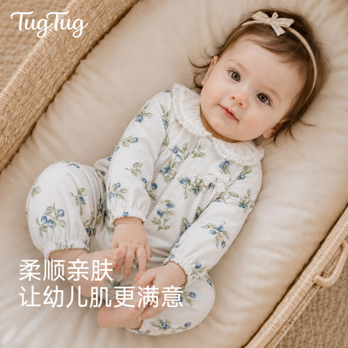 TugTug婴儿长袖连体衣秋宝宝衣服