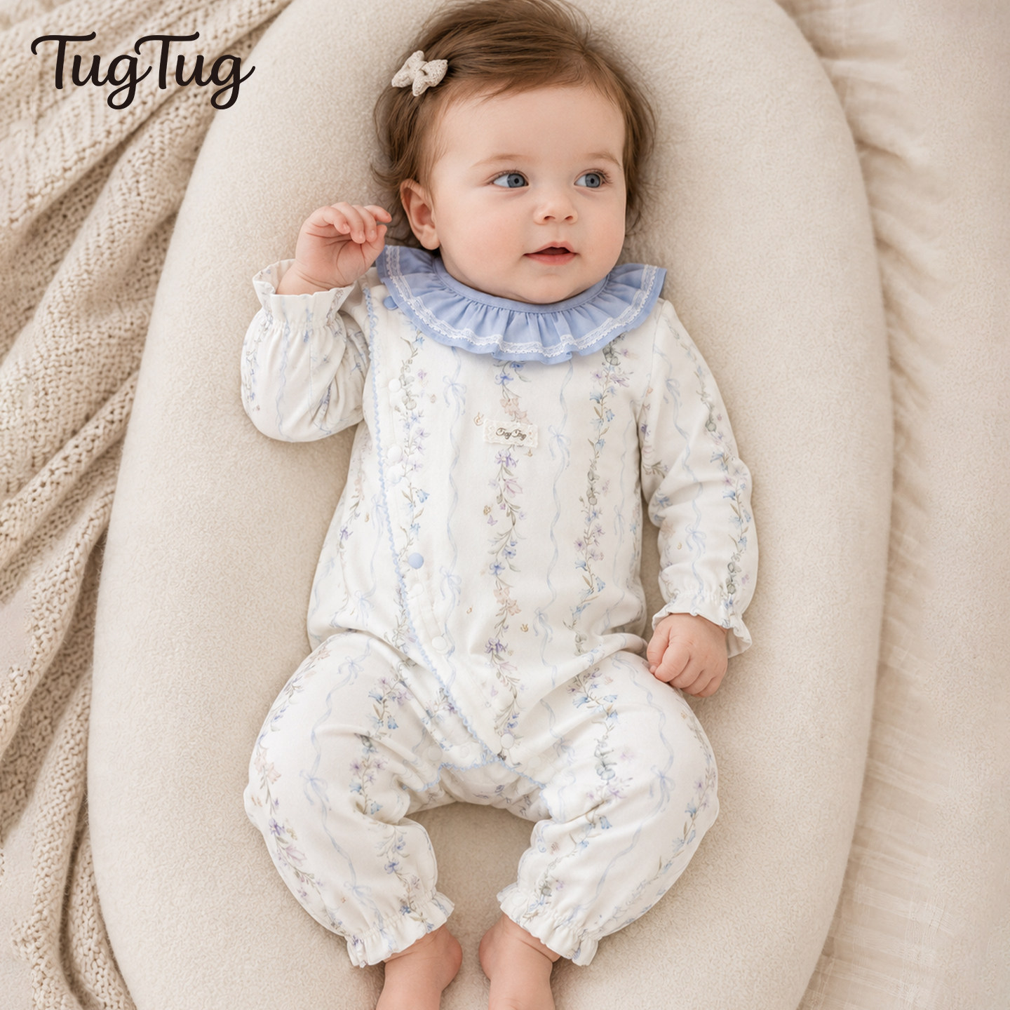 TugTug婴儿长袖连体衣女宝爬爬服图片