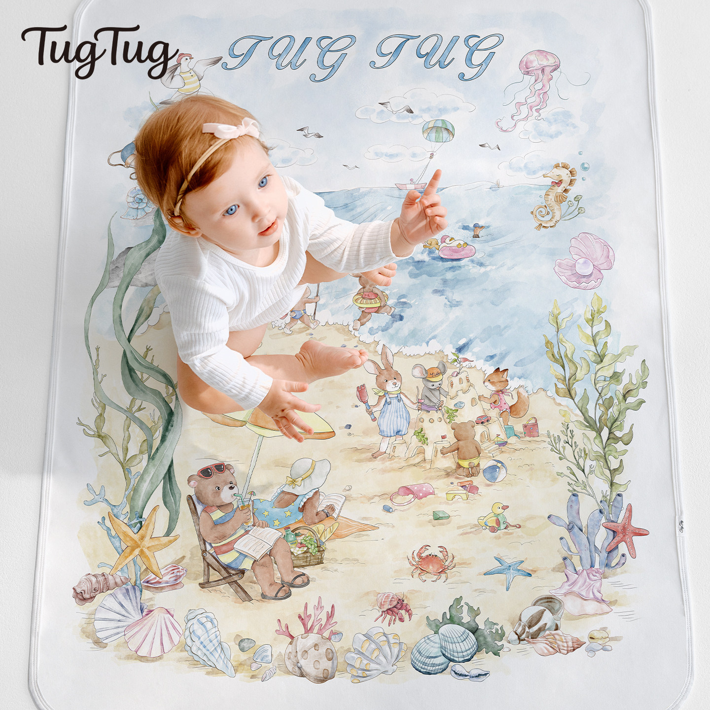 【夏季轻薄款】TugTug婴儿隔尿垫大尺寸床单婴儿防水可洗纯棉透气