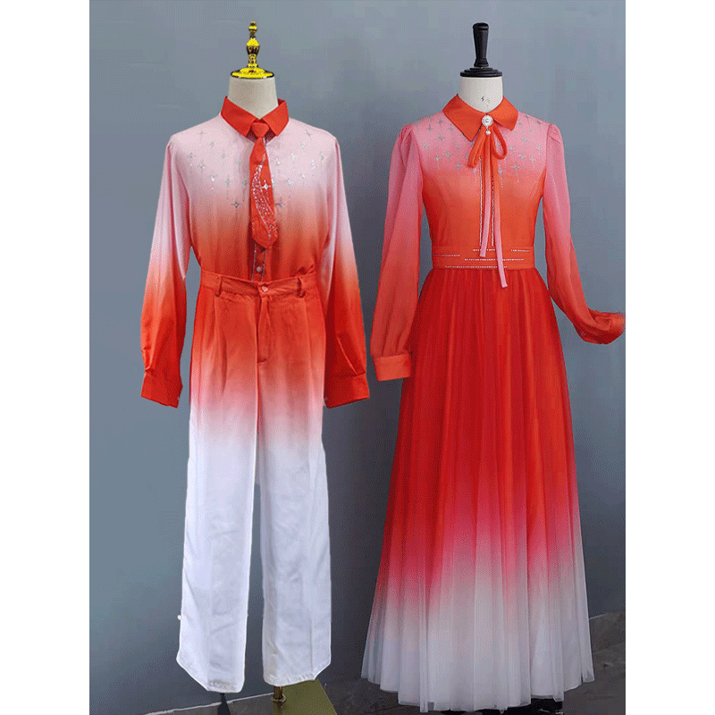 大合唱团演出服中学生诗歌