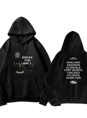 ateez-BREAK THE WALL world tour新专辑周边同款连帽加绒卫衣女