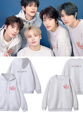 TX T五周年演唱会DREAM WEEK周边同款卫衣花灰色印花圆领拉链开衫