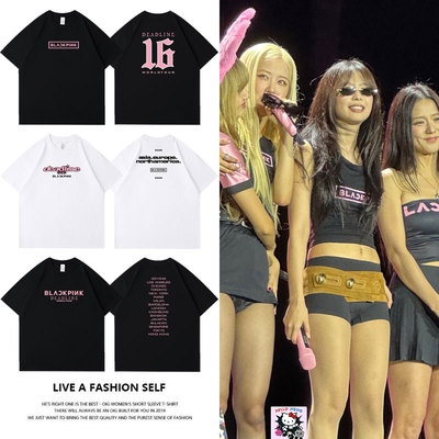 BLACKPINK欧洲巡回演唱会DEADLINE周边衣服同款短袖T体恤纯棉印花