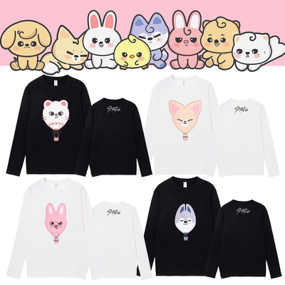 stray kids联名卡通skzoo长袖T恤衫 男女款休闲春秋应援衫HAN