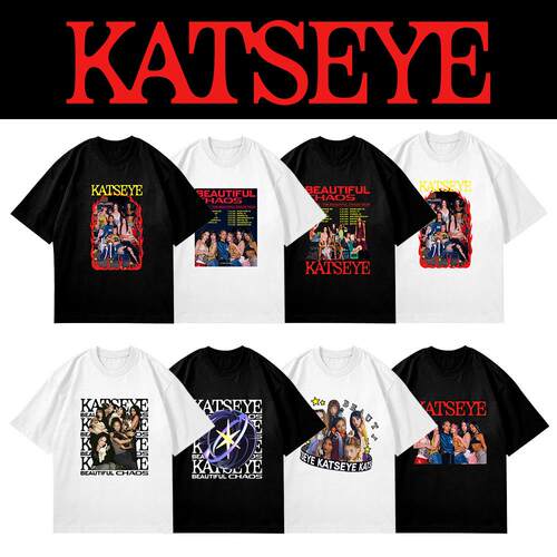 KATSEYE女团BEAUTIFUL CHAOS纯色短袖T恤2025新款男女打底t潮流衣