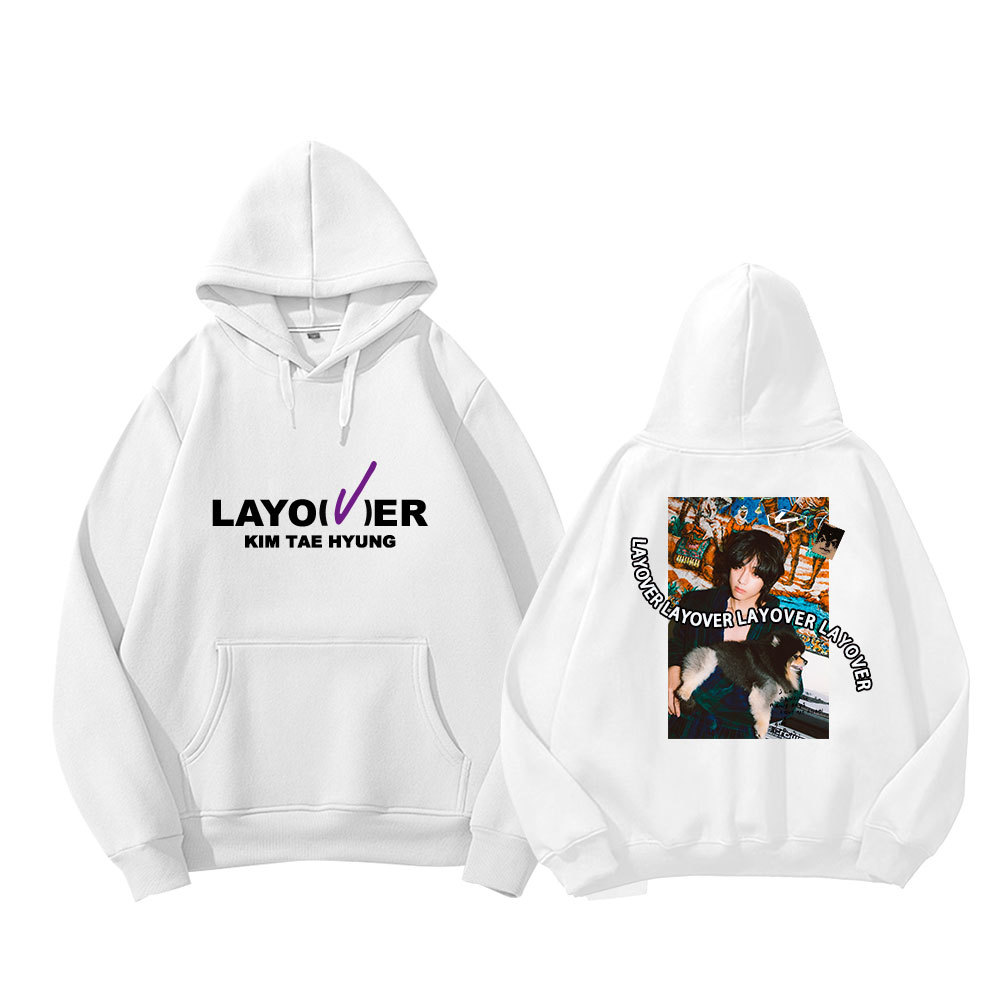 金泰亨抱小狗海报LAYO ER 口袋外套连帽衫 冬季卫衣演唱会打歌服v
