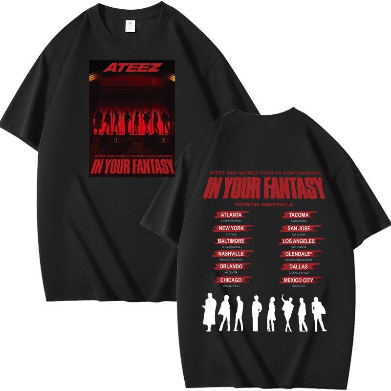 2025 跨境 ATEEZ专辑 周边组合周边印花夏季短袖T恤纯棉宽松
