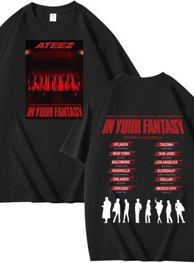 2025 跨境 ATEEZ专辑 周边组合周边印花夏季短袖T恤纯棉宽松