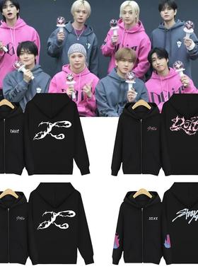 stray kids同款DIT连帽卫衣2025秋冬加绒拉链连帽开衫韩知城