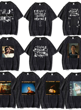 rm金南俊solo周边RELEASED文字海报应援打歌服 欧美水洗上衣T恤衫