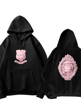 blink粉墨专辑kill this love同款连帽衫 盾牌logo秋冬卫衣女