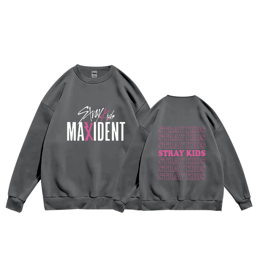 stray kids潮流嘻哈圆领套头卫衣女 文字设计感应援外套skzoo方灿