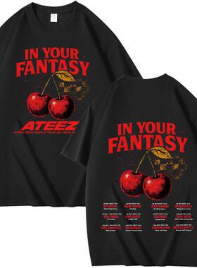 2025跨境外贸ATEEZ专辑周边组合周边印花夏季短袖T恤纯棉宽松