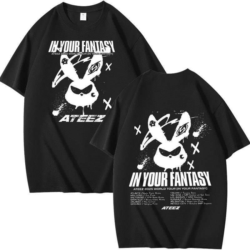 2025 跨境 ATEEZ专辑 周边组合周边印花夏季短袖T恤纯棉宽松