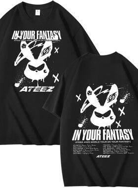 2025 跨境 ATEEZ专辑 周边组合周边印花夏季短袖T恤纯棉宽松
