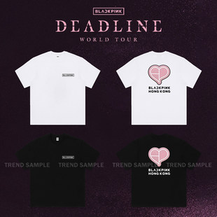BLACKPINK香港演唱会周边同款短袖t恤应援服男女宽松印花短袖上衣
