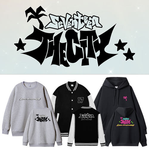 SEVENTEEN联名TheCityLa周边同款卫衣服印花套头连帽衫薄加绒秋冬