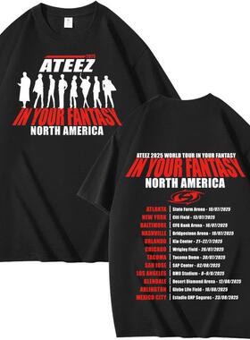 2025独立站ATEEZ专辑周边组合周边印花夏季短袖T恤纯棉宽松