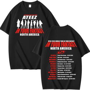 2025独立站ATEEZ专辑周边组合周边印花夏季短袖T恤纯棉宽松