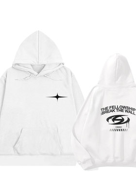 ateez-同款logo跨境潮流学生秋冬保暖长袖连帽卫衣 双面印花